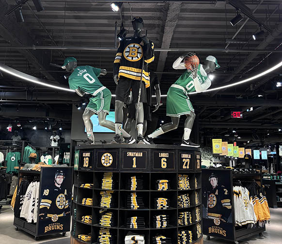 Bruins and Celtics jersey wall